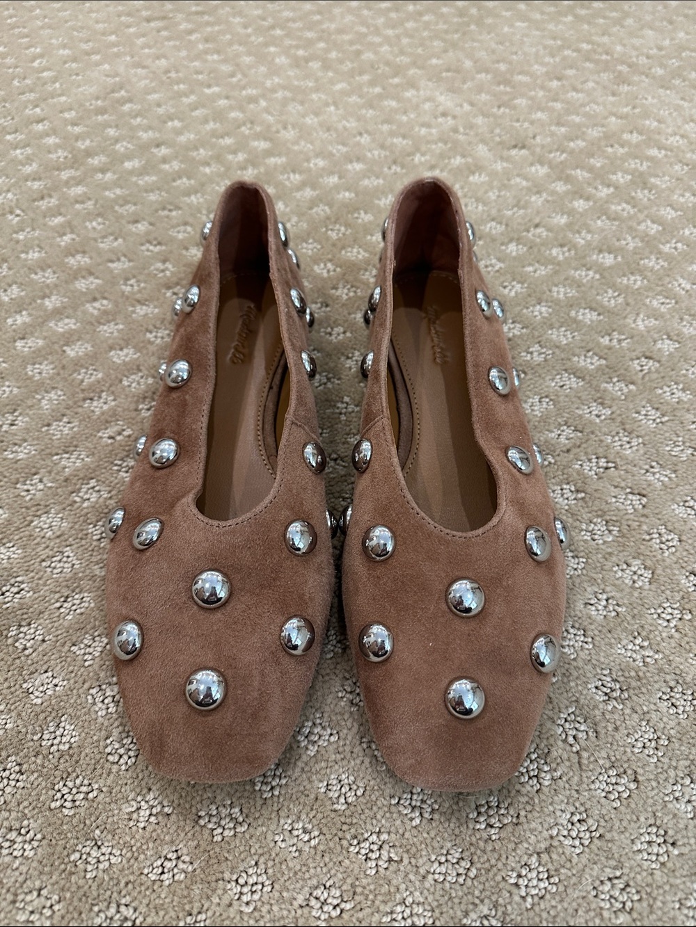Madewell Brown Suede Studded Ballet Flats